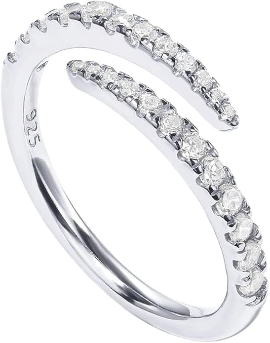 PAVOI 14K Gold Plated Cubic Zirconia Open Twist Eternity Band for Women