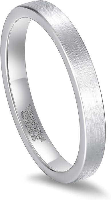 Greenpod 4mm 6mm Tungsten Carbide Ring for Men Women Beveled Edge Brushed Silver/Black/24K Gold Plated Wedding Band Comfort Fit Size 4-13
