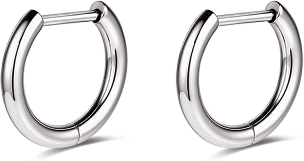 AOEDEJ G23 Titanium Black/Steel Gray/Gold Hoop Earrings 18G Small Huggie Hoop Earrings 8mm/10mm/12mm Cartilage for Sensitive Ears for Multiple Piercing Cartilage Hoop Earring Stack Jewelry