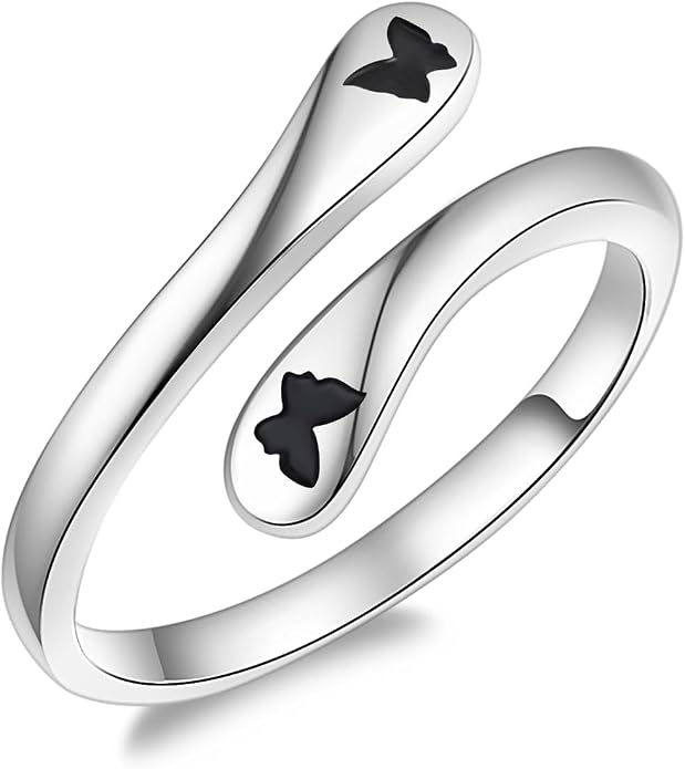 Fookduoduo 925 Sterling Silver Ring Inspirational Jewelry adjustable Wrap Open Rings for Women