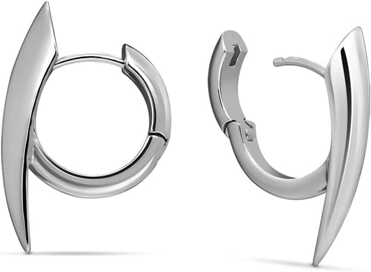 PUNKYOUTH Sharp Line Fluid Curve Earrings 18G 1mm Piercing Jewelry Edgy Minimalist Modern Claw Spike Huggie Hoop Dangle Drop For Women Men Polished Statement Everyday Wear Fashion Accessories