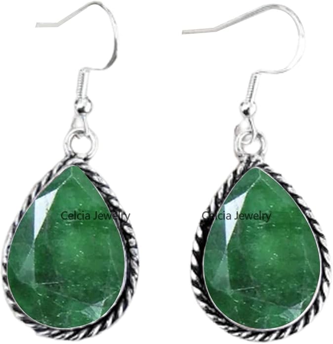 Pure 925 Sterling Silver Dangle Drop Earrings for Women, Pear Gemstone Handcrafted Earrings for Women & Girl ('Amethyst)