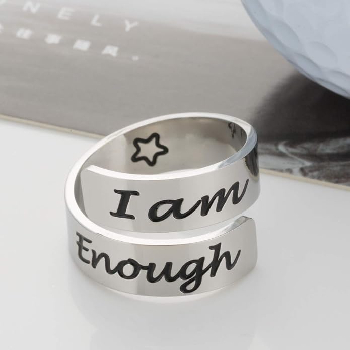 Inspirational Motivational Adjustable Ring Personalized Stainless Steel Spiral Wrap Twist Rings Encouragement Statement Graduation Jewelry Birthday Gifts for Women Teengirls.