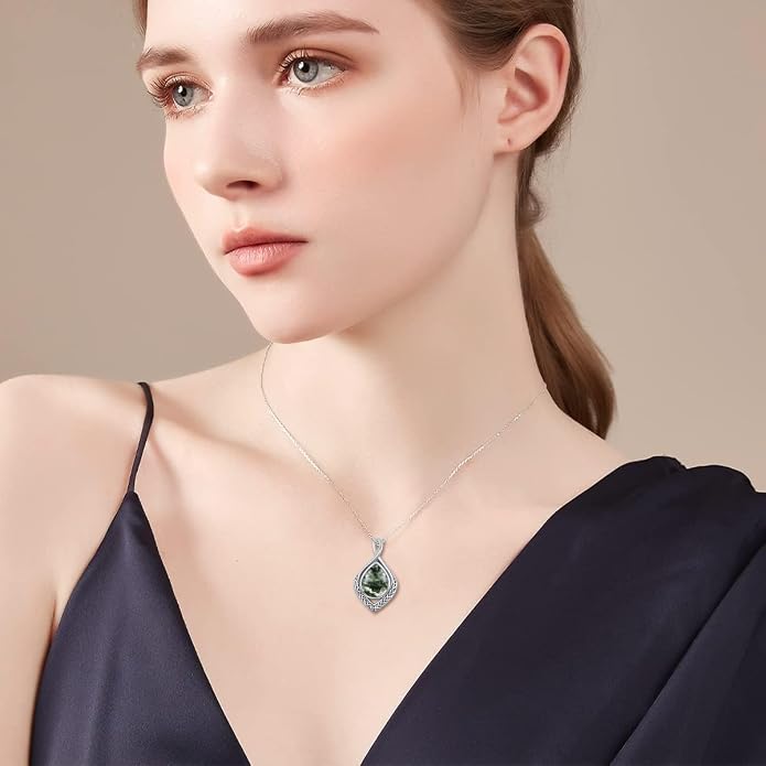 PELOVNY Celtic Knot Necklaces for Women 925 Sterling Silver Gemstone/Birthstone Teardrop Infinity Necklace Irish Celtic Pendant Jewelry Gifts for Mom Daughter Wife