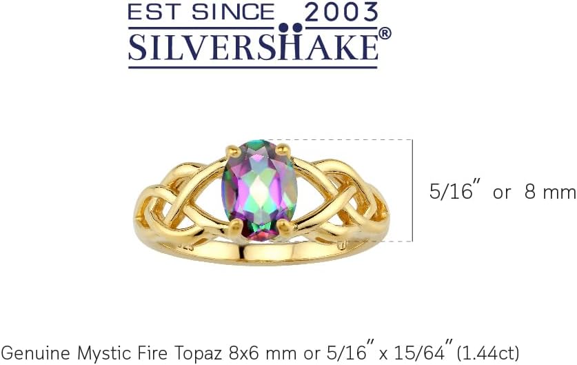 Silvershake 8X6mm Oval Shape Birthstone Gemstone Antique Finishing or Yellow Gold Plated 925 Sterling Silver Celtic Knot Weave Solitaire Ring Jewelry for Women