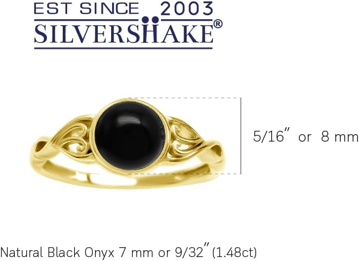 Silvershake 7MM Genuine Round Shape Gemstones White Gold Plated or Yellow Gold Plated 925 Sterling Silver Victorian Style Solitaire Ring Jewelry for Women