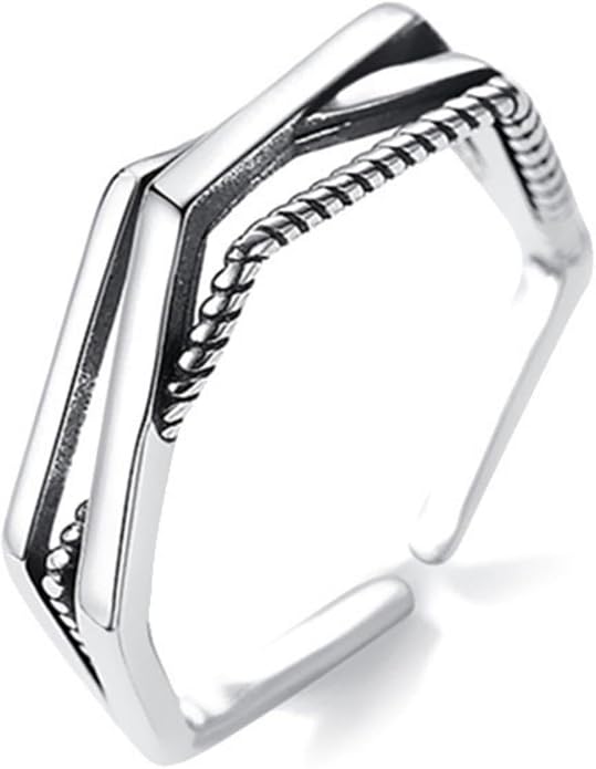 925 Sterling Silver Ring Minimalist Adjustable Rings Band Handmade Rings for Women Girls