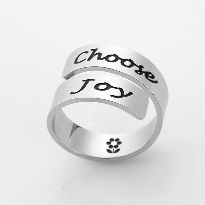 Inspirational Motivational Adjustable Ring Personalized Stainless Steel Spiral Wrap Twist Rings Encouragement Statement Graduation Jewelry Birthday Gifts for Women Teengirls.