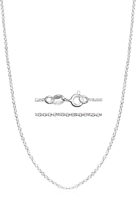925 Sterling Silver Chain for Women, 1.1mm | Thin Dainty Cable Necklace, Crafted in Thailand, Hypoallergenic & Anti-Tarnish, Solid Silver for Pendants, Multiple Lengths