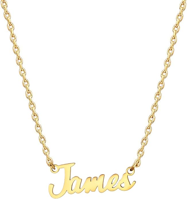 MOMOL 18K Gold Plated Stainless Steel Name Necklace Personalized Custom Name Necklace Customized Nameplate Necklace for women