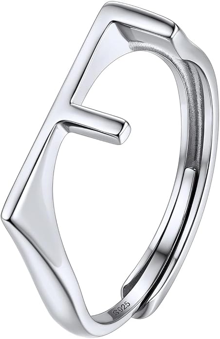 SILVERCUTE 925 Sterling Silver Initial Rings for Women,Adjustable Capital Letter Ring Hypoallergenic,Minimalist 925 Silver Rings for Mother Daughter