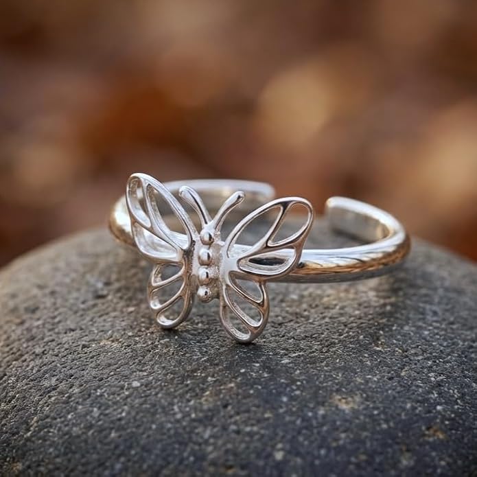 Sterling Silver Toe Ring, Handmade Adjustable Open Band, Minimalist Dainty Summer Beach Foot Jewelry for Women, Can Be Worn as Knuckle or Pinky Ring