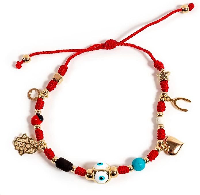 Full Protection Evil Eye Azabache And Good Luck Pendants Red String Bracelet for Women Hilo Rojo De Buena Suerte