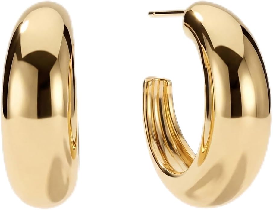 MYEARS Women Hoop Earrings Gold 14K Gold Filled Small Simple Handmade Hypoallergenic Everyday Illusion Jewelry