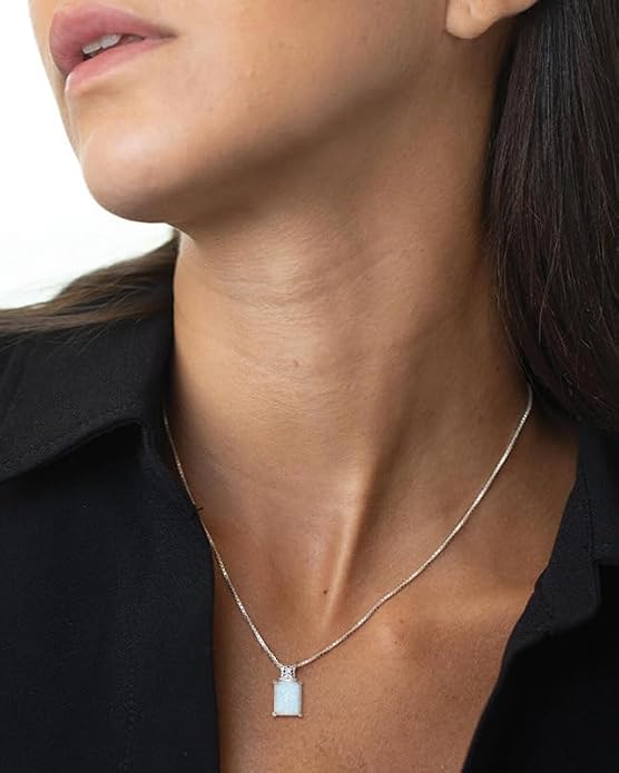 STARCHENIE Princess/Emerald Cut Birthstone Pendant Necklace for Women 925 Sterling Silver Birthday Anniversary Jewelry Gifts