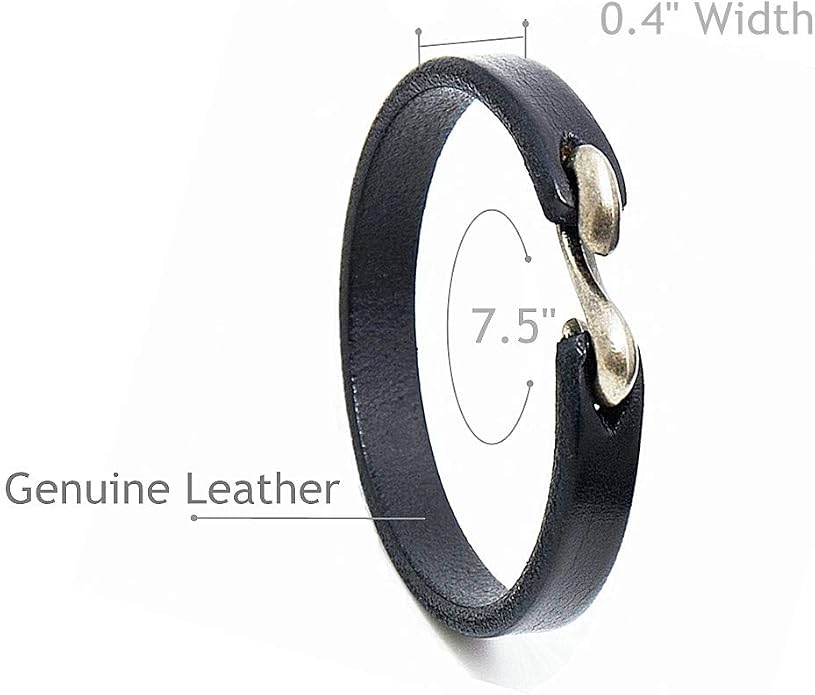 Mens Genuine Leather Bracelet - Handmade Adjustable Leather Cuff Bracelet punk Style leather wrap Wristband for Men