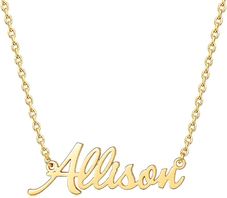 MOMOL 18K Gold Plated Stainless Steel Name Necklace Personalized Custom Name Necklace Customized Nameplate Necklace for women