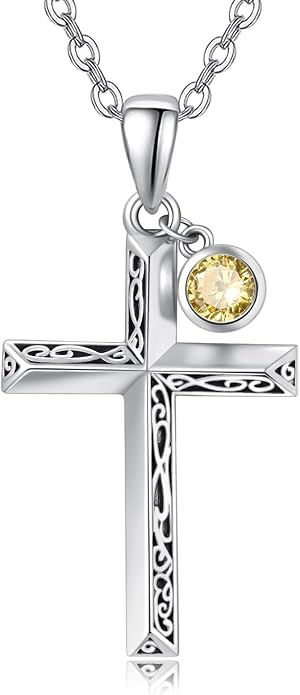 PRAYMOS Cross Necklace for Women Men, 925 Sterling Silver Simple Dainty Cross Necklace, Christian Religious Jewelry, Mothers Day Fathers Day Anniversary Birthday Gift