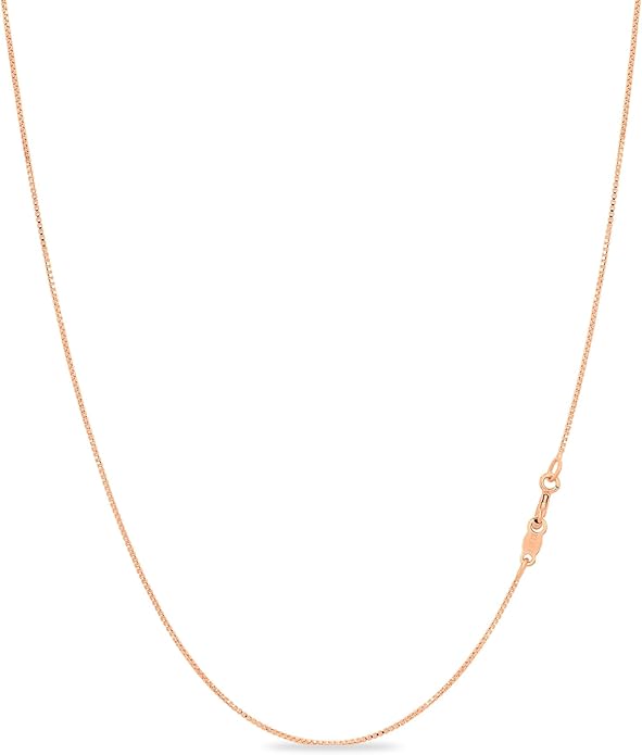 KEZEF 925 Sterling Silver Box Chain Necklace for Women & Men, 0.7mm Thin Chain Necklace, Available in Sterling Silver, Gold Plated & Rose Gold Plated Finishes, Made in Italy