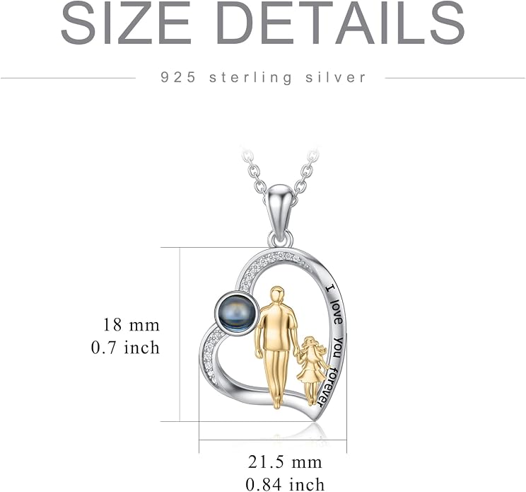 PROESS S925 Sterling Silver Daughter Heart Pendant Necklace from Dad Mom I Love You Forever Jewelry