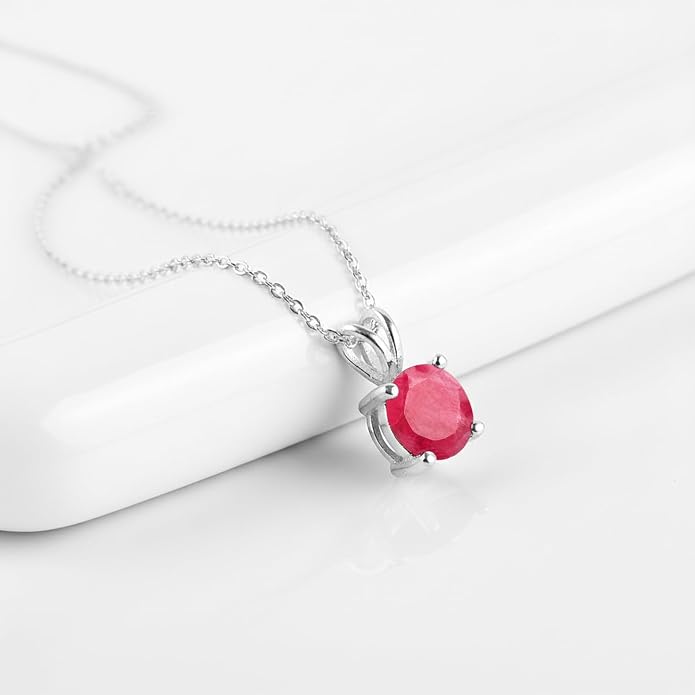 OdrillionGems Natural Gemstone Pendant Necklace, 925 Sterling Silver, Healing Crystal, Birthstone, Round Faceted, Handmade, Women Jewelry, Christmas Gift 16+2inch