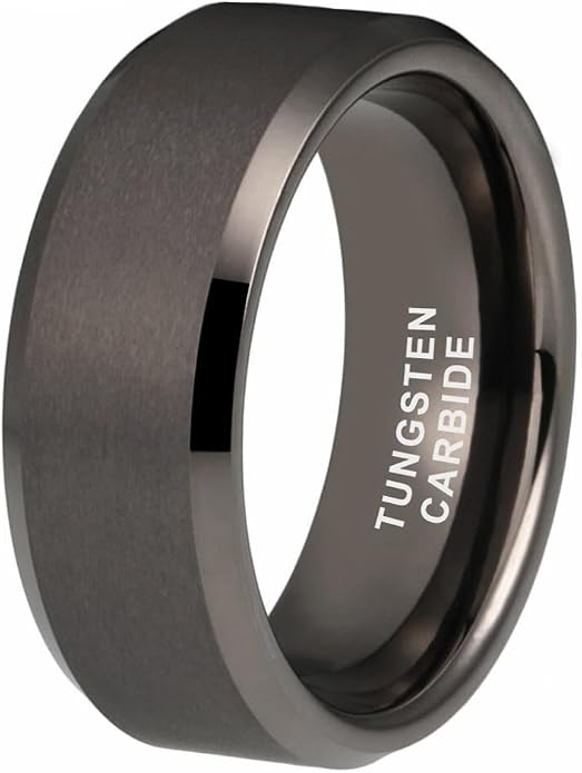TUTISS 6mm 8mm Tungsten Rings for Men Women Fashion Engagement Wedding Bands Matte Finish Beveled Edges Comfort Fit