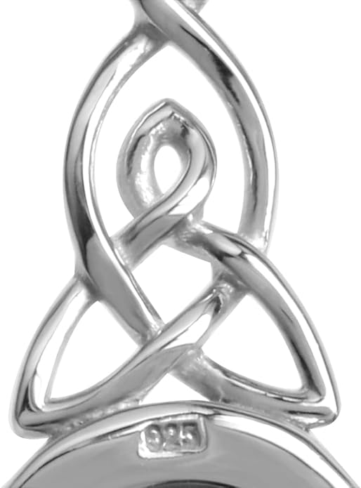 Silvershake 6MM Round Shape Inlay White Gold Plated or Yellow Gold Plated 925 Sterling Silver Triquetra Celtic Knot Dangle Leverback or Hook Earrings Jewelry for Women