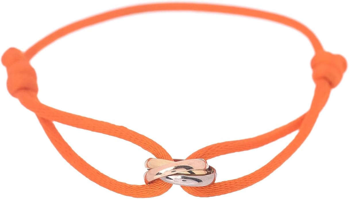 Joy-D 3 Rings Bracelet - String Bracelet with 3 Colors Rings, Adjustable Cord, High Quality Women&Men Bracelet, Gold Jewelry, Perfect Gift for Her&Him