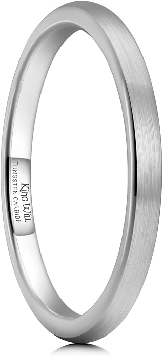 King Will Wedding Band for Men Women, 2/4/6/7/8mm Domed Matte Brushed Tungsten Carbide Rings, Solid/Dual Color Engagement Rings, Comfort Fit