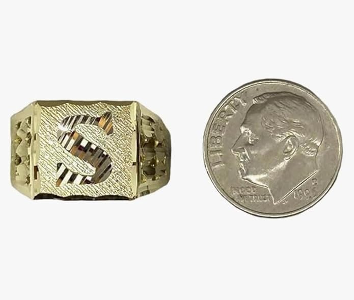 Nugget Style Initial Letter Ring, A-Z, 18K Gold Plated, Non Tarnish