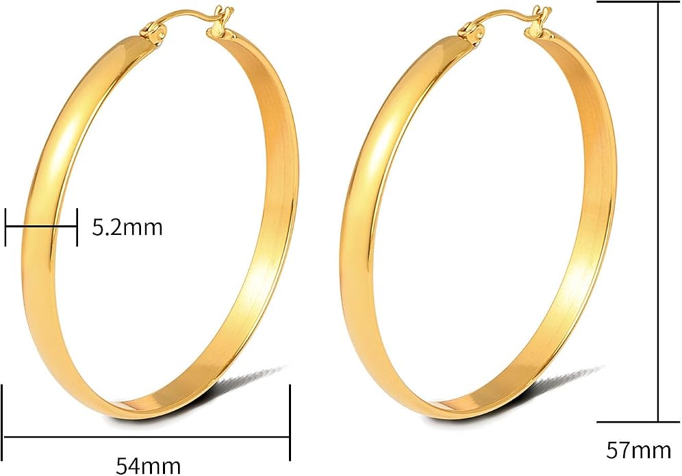 18K Gold Plated Hoop Earrings for Women Chunky Huggie Earrings Minimalist Gold Jewelry Valentine's Day Gift for Girlfriend Wife