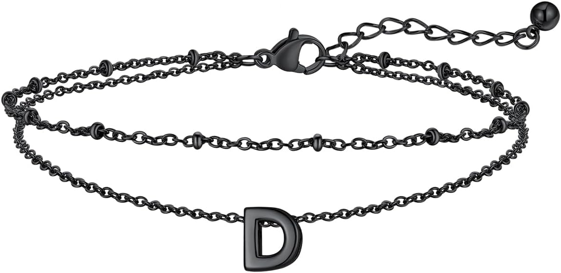 FaithHeart Initial Ankle Bracelets for Women, Waterproof 14k Gold Plated Initial Anklets Non Tarnish Stainless Steel Cute Layered Anklet Summer Beach Jewelry