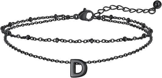 FaithHeart Initial Ankle Bracelets for Women, Waterproof 14k Gold Plated Initial Anklets Non Tarnish Stainless Steel Cute Layered Anklet Summer Beach Jewelry