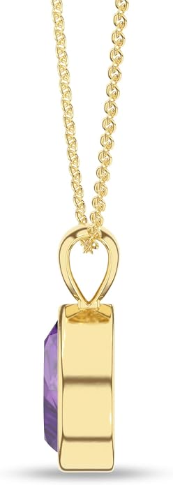 Natural Amethyst Pendant Necklaces for Women in Sterling Silver/18K Yellow Gold/Rose Gold Vermeil, February Birthstone Jewelry Gifts for Her Birthday, Anniversary (Oval, Pear, Round)