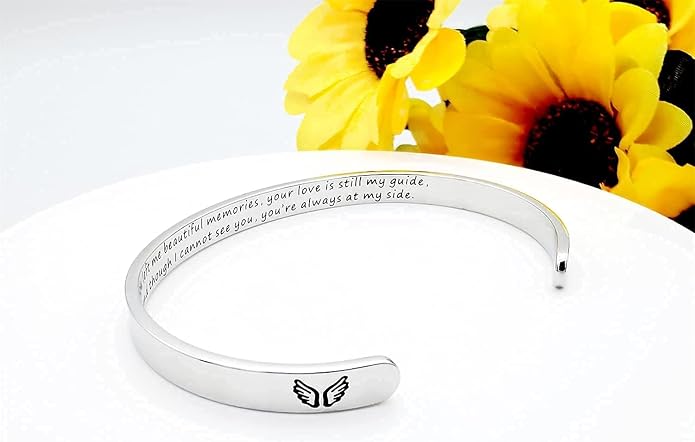 Dczosily Inspirational Bracelets for Women Stainless Steel Cuff Bracelet Engraved Jewelry Motivational Bangles Personalized Gifts for Best Friend/Mom