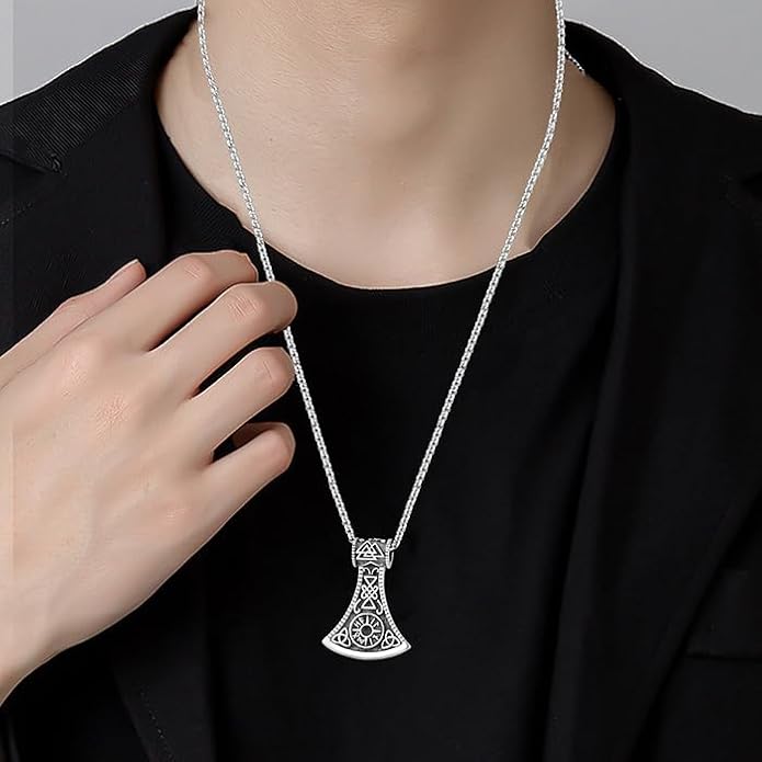 Tetragrammaton/Thors Hammer/Viking Axe/Jewish/Yahweh Necklace for Men 925 Sterling Silver Viking Norse Pagan Jewelry Gifts for Women