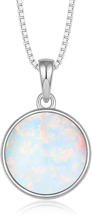 Teardrop Opal Necklace for Women - 925 Sterling Silver October Birthstone Pendant Necklace, Dainty Pear Shape Gemstone Jewelry Gif for Her, Adjustable Box Chain