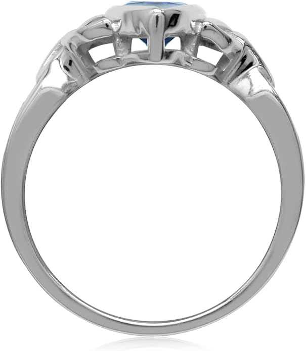 Silvershake Genuine Gemstone 925 Sterling Silver Triquetra Celtic Knot Solitaire Ring