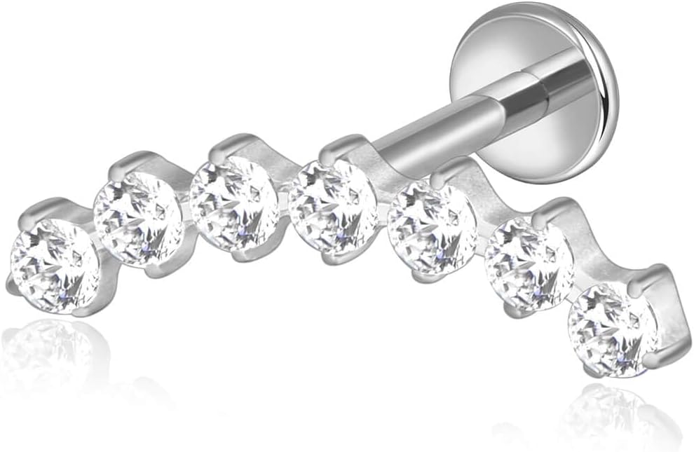 Lantine G23 Titanium Helix Piercing Jewelry Opal 16g Flat Back Stud Earrings Climber Labret Cartilage Tragus Daith Piercing Jewelry