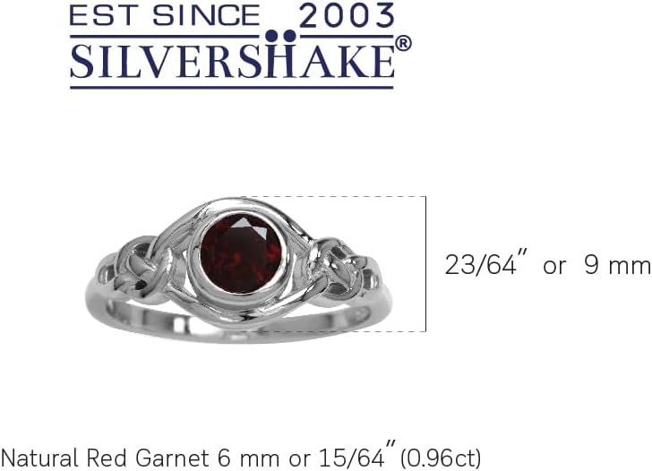 Silvershake Birthstone Gemstones White Gold Plated 925 Sterling Silver Irish Celtic Knot Engagement or Promise Solitaire Ring Jewelry for Women