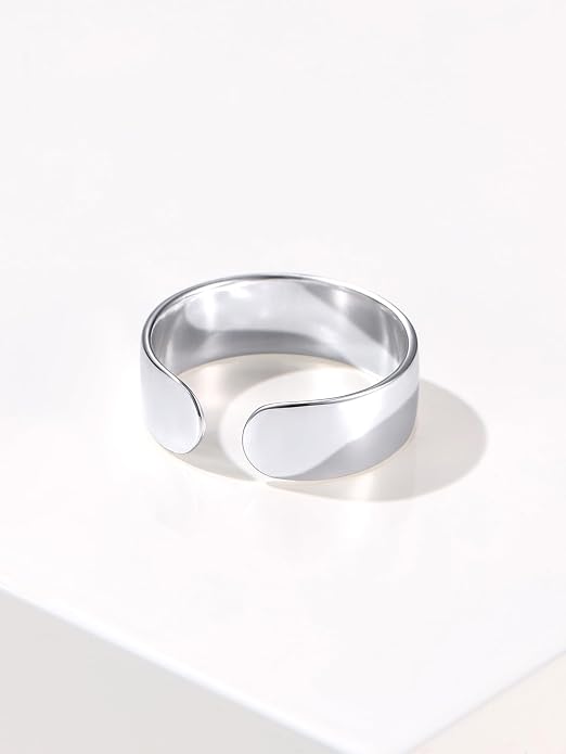 ChicSilver Silver Toe Rings for Women Balck Toe Rings for Women Non Tarnish Wide Band Toe Ring Black Toe Jewelry for Summer Beach