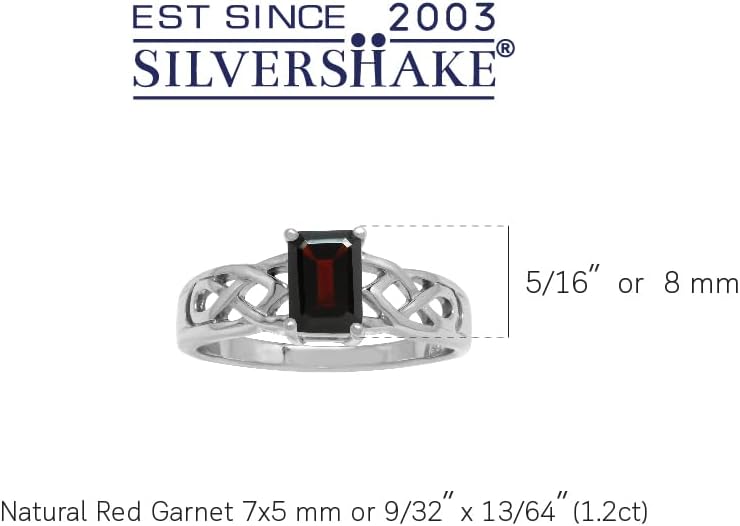 Silvershake 7X5mm Octagon Shape Birthstone Gemstone White Gold Plated or Yellow Gold Plated 925 Sterling Silver Scroll/Filigree Celtic Knot Solitaire Ring Jewelry for Women