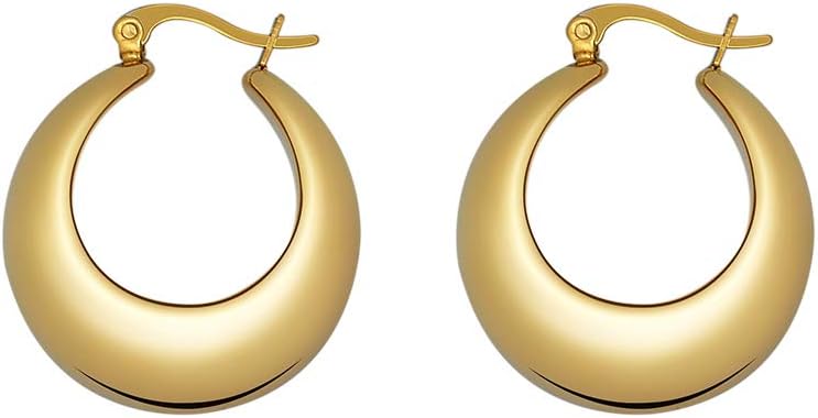 Chunky Large Thick Rounded Tube Hoop Earrings