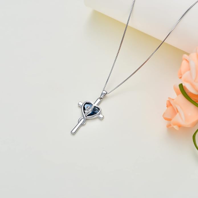 PROESS S925 Sterling Silver Daughter Heart Pendant Necklace from Dad Mom I Love You Forever Jewelry