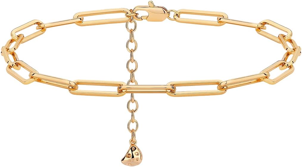 MEVECCO Anklet for Women Gold Chain 14K Gold Plated Dainty Boho Beach Summer Simple Foot Jewelry Ankle Bracelet