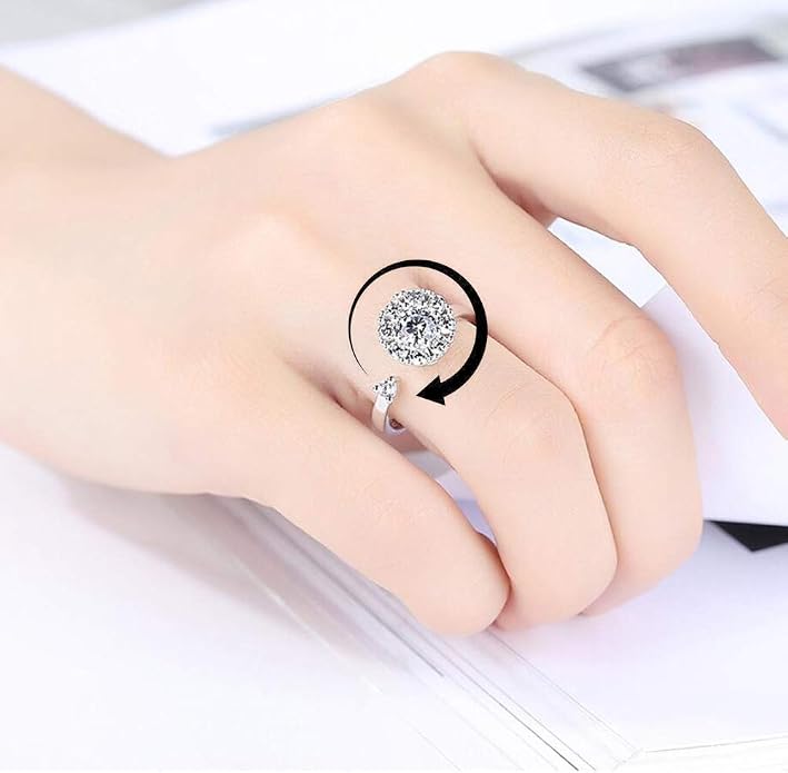 Fidget Rings for Anxiety, Womens Focus Spinner Ring, Discreet Boredom Relieving Ring Stacking Finger Promise Engagement Gift