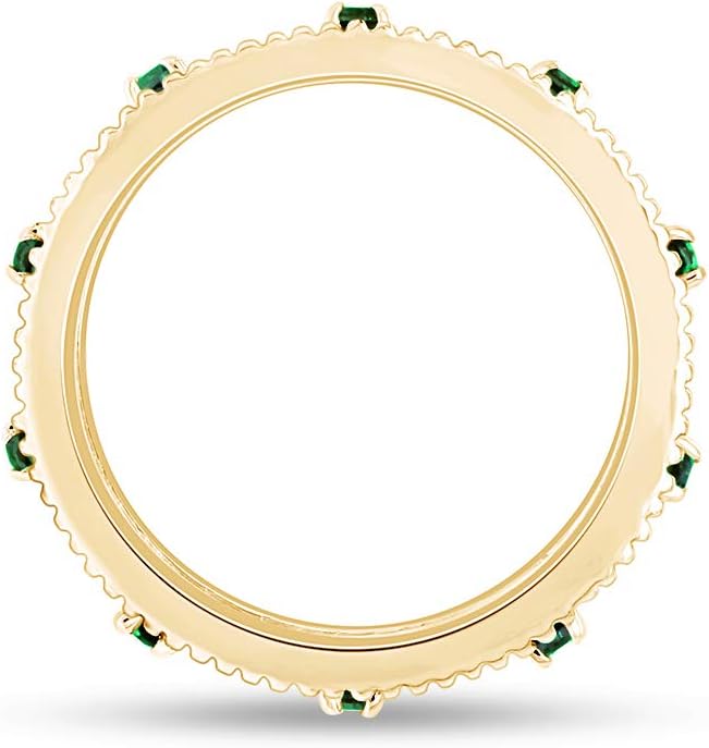Jewel Zone US Filigree Eternity Wedding Band Ring for Women, Round Cut Simulated Gemstone Stackable Promise Ring in 14K Gold Plated 925 Sterling Silver Band Width 3.5mm – Elegant Jewelry for Her