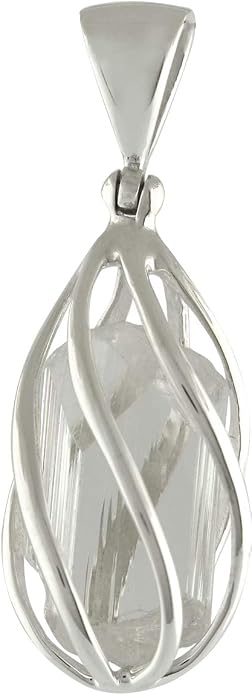 Starborn Gemstone teardrop Style Cage Pendant Sterling Silver