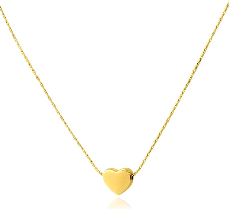 Rosoz Dainty Gold Necklace for Women- 18K Gold/Silver Plated Pendant Choker Heart Necklace Love Tiny Cute Gold Necklace Adjustable Gift for Women