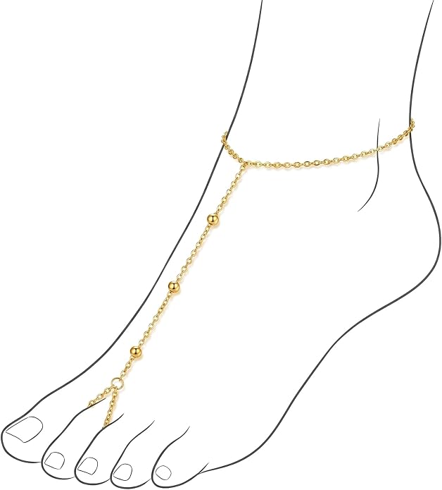 Dainty Anklet for Women Trendy Boho Waterproof Link Chain Gold Pearl CZ Stainless Steel Ankle Chain Adjustable Foot Minimalist Summer Jewelry Gift for Women
